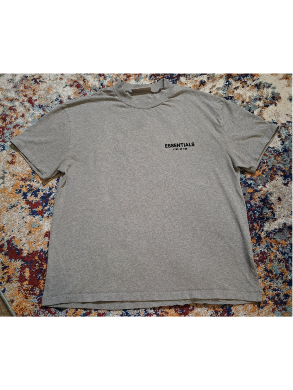 Fear of God Essentials Tee Shirt Grey Black Chest Logo Size L Authentic
